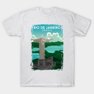 Rio De Janeiro Travel Poster in a vintage and minimal style. T-Shirt